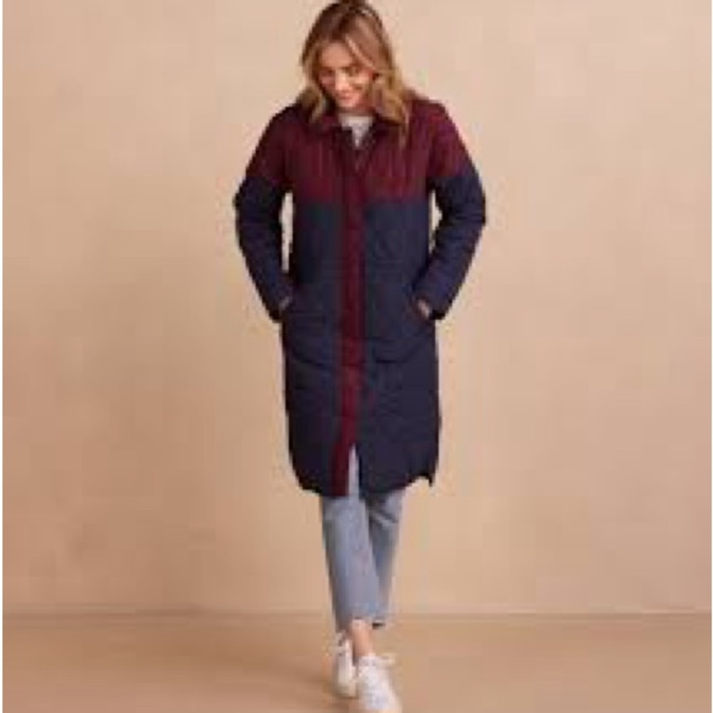 SUMMERSALT- long colorblock puffer coat black cherry - Picture 4 of 12